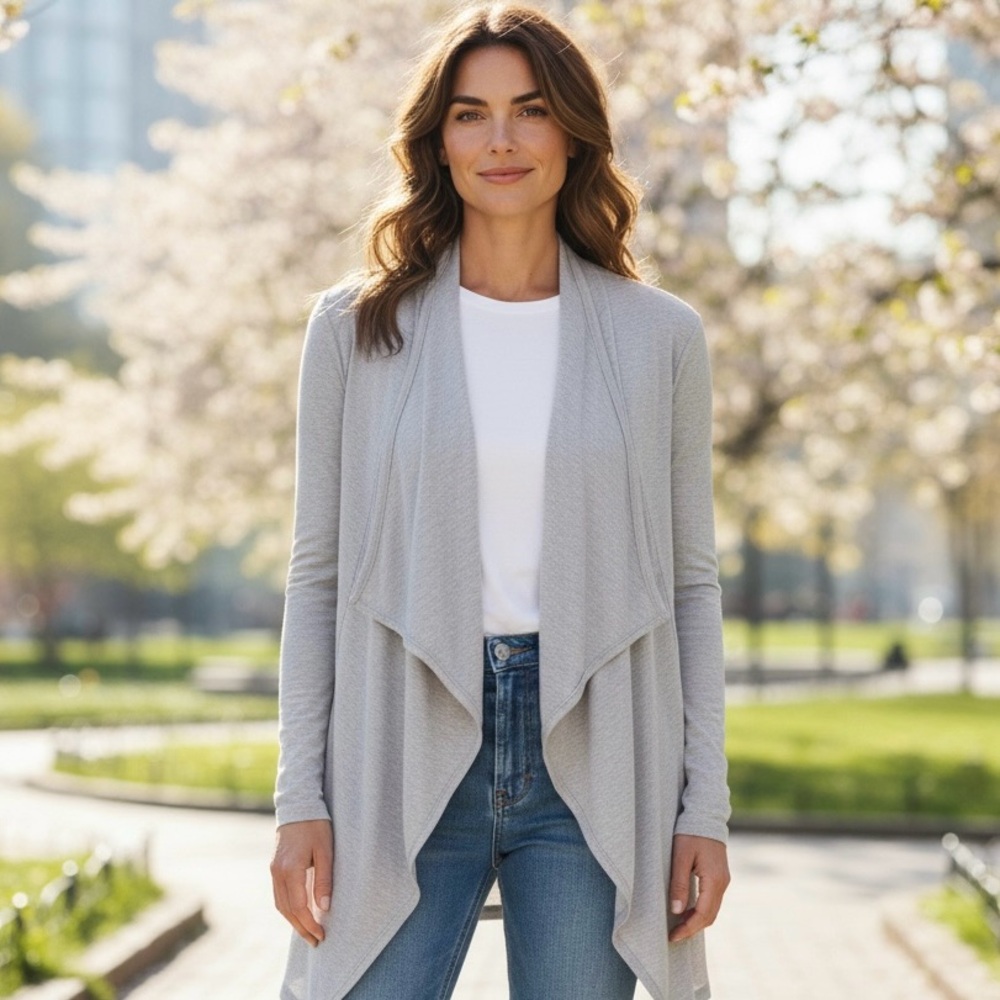 Chic Light Gray Women's Cardigan
